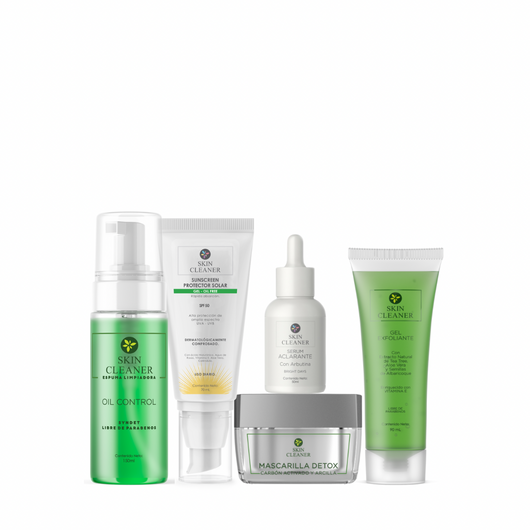 KITX5 Espuma Limpiadora + Gel Exfoliante + Mascarilla Detox + Serum Despigmentante + Protector Solar en Gel SPF50+