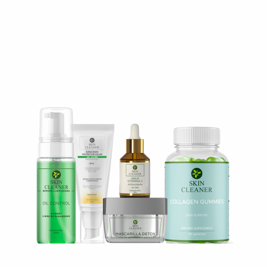 KITX5 Espuma Limpiadora + Mascarilla Detox + Serum De Vit C + Protector Solar En Gel SPF50+ + Gummies De Colageno