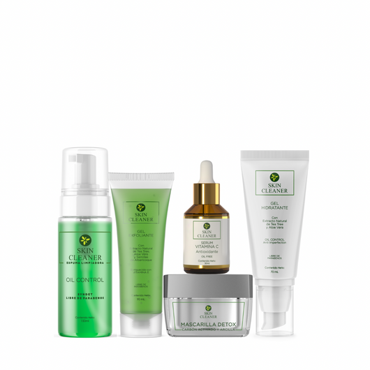KITX5 Espuma Limpiadora + Gel Exfoliante + Mascarilla Detox + Serum Vit C + Gel Hidratante
