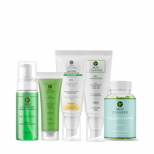 KITX5 Espuma Limpiadora + Gel Exfoliante + Gel Hidratante + Protector Solar En Gel SPF50+ + Gummies De Colágeno