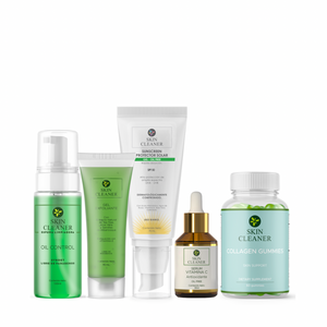 KITX5 Espuma Limpiadora + Gel Exfoliante + Serum Vit C + Protector Solar En Gel SPF50 + Gummies De Colágeno