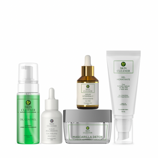 KITX5 Espuma Limpiadora + Mascarilla Detox + Serum Despigmentante + Serum De Vit C + Gel Hidratante