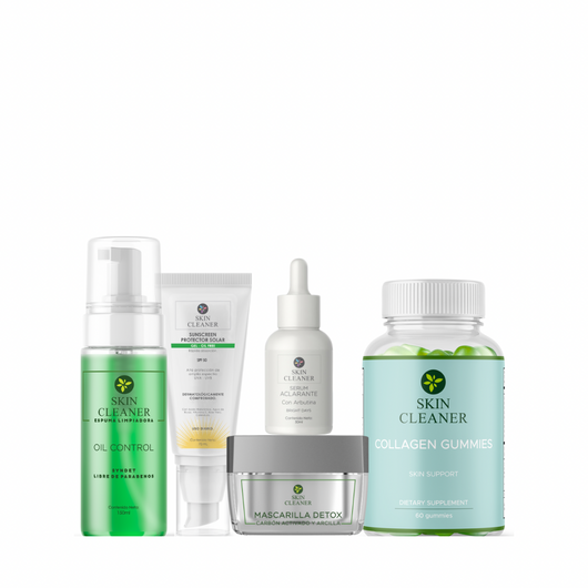 KITX5 Espuma Limpiadora + Mascarilla Detox + Serum Despigmentante + Protector Solar En Gel SPF50+ Gummies De Colageno