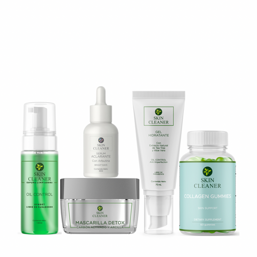 KITX5 Espuma Limpiadora + Mascarilla Detox + Serum Despigmentante + Gel Hidratante + Gummies De Colageno