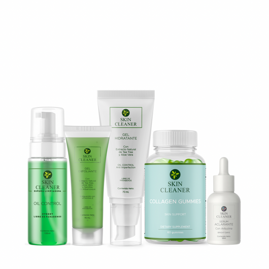 KITX5 Espuma Limpiadora + Gel Exfoliante + Serum Despigmentante + Gel Hidratante + Gummies De Colageno