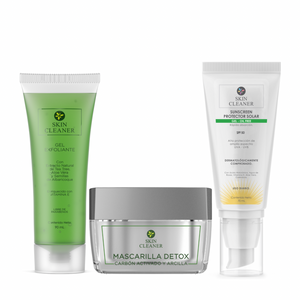 KITX3 Gel Exfoliante + Mascarilla Detox + Protector Solar En Gel SPF50+