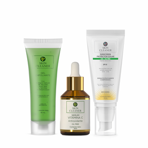 KITX3 Gel Exfoliante +Serum De Vit C + Protector Solar SPF50+