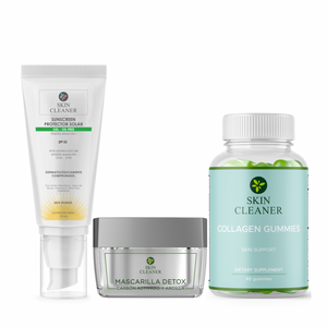 KITX3 Mascarilla Detox + Protector Solar En Gel SPF50+ +Gummies De Colageno
