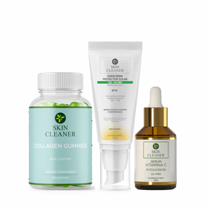 KITX3 Serum De Vit C + Protector Solar En Gel SPF50+ +Gummies De Colageno