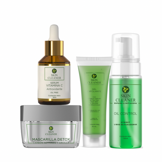 KITX4 Espuma Limpiadora + Gel Exfoliante + Mascarilla Detox + Serum De Vit C