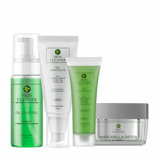 KITX4 Espuma Limpiadora + Gel Exfoliante + Mascarilla Detox + Gel Hidratante