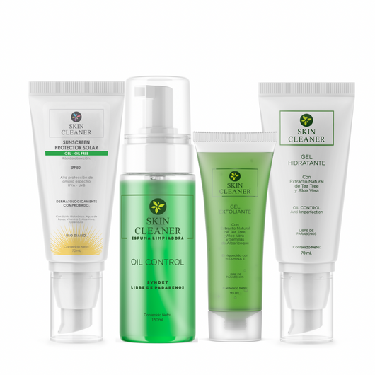 KITX4 Espuma Limpiadora + Gel Exfoliante + Gel Hidratante + Protector Solar En Gel SPF50+