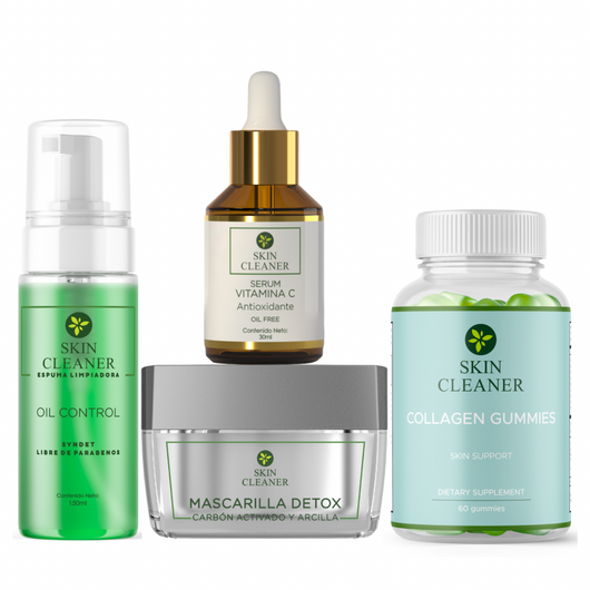 KITX4 Espuma Limpiadora + Mascarilla Detox + Serum De Vit C + Gummies De Colageno