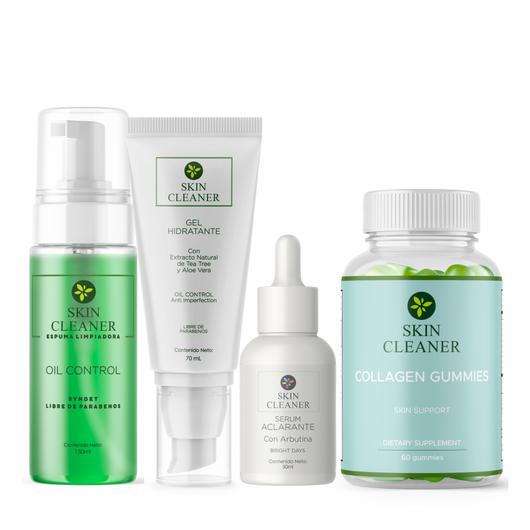 KITX4 Espuma Limpiadora + Serum Despigmentante + Gel Hidratante + Gummies De Colageno