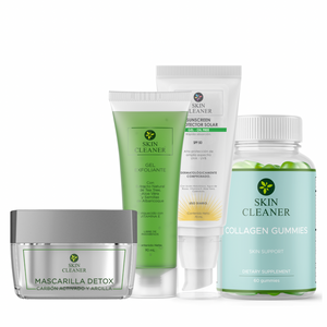KITX4 Gel Exfoliante + Mascarilla Detox + Protector Solar En Gel SPF50+ + Gummies De Colageno