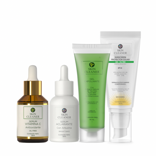 KITX4 Gel Exfoliante + Serum Despigmentante + Serum De Vit C + Protector Solar En Gel SPF50+