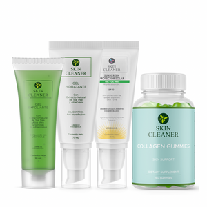 KITX4 Gel Exfoliante + Gel Hidratante + Protector Solar En Gel SPF50+ + Gummies De Colageno