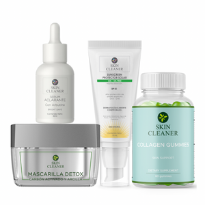 KITX4  Mascarilla Detox + Serum Despigmentante + Protector Solar En Gel SPF50+ + Gummies De Colágeno