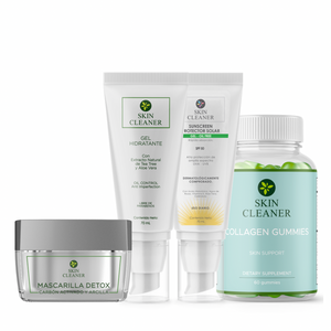 KITX4 Mascarilla Detox + Gel Hidratante + Protector Solar En Gel SPF50+ + Gummies De Colageno