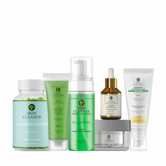 KITX6 Espuma Limpiadora + Gel Exfoliante + Mascarilla Detox + Serum Vit C + Protector Solar + Gummies De Colágeno