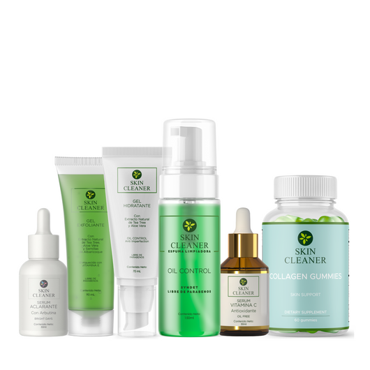 KITX6 Espuma Limpiadora + Gel Exfoliante + Serum Vit C + Serum Despigmentante + Gel Hidratante + Gummies De Colágeno